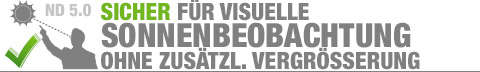AstroSolar<sup>®</sup> Silber - Sicher für visuelle Sonnenbeobachtung ohne zusätzliche Vergrößerung